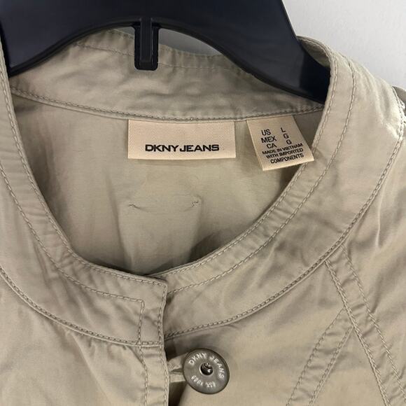 DKNY JEANS Women's Casual Button Khaki Tie Jacket 3/4 Sleeve - Large - Picture 8 of 8